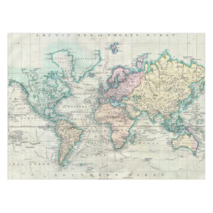 Vintage Karte der Welt (1801) Tischdecke