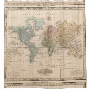 Vintage Karte der Welt (1823) 2 Duschvorhang