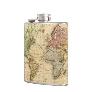 Vintage Karte der Welt (1831) Flachmann