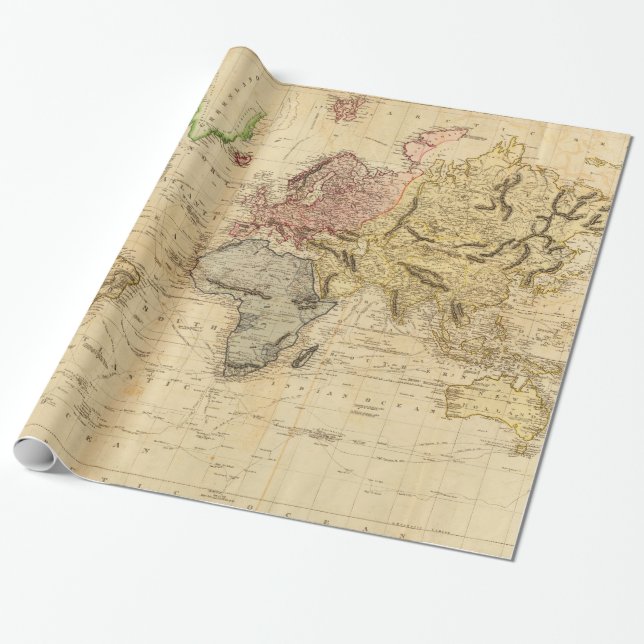 Vintage Karte der Welt (1831) Geschenkpapier (Ungerollt)