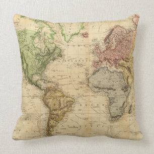 Vintage Karte der Welt (1831) Kissen