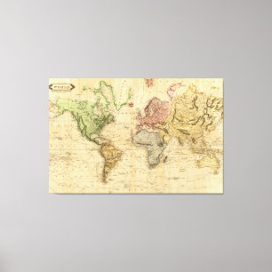 Vintage Karte der Welt (1831) Leinwanddruck