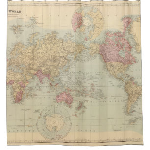 Vintage Karte der Welt (1901) Duschvorhang