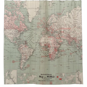 Vintage Karte der Welt (1918) Duschvorhang