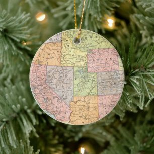Vintage Karte der westlichen Vereinigten Staaten Keramik Ornament