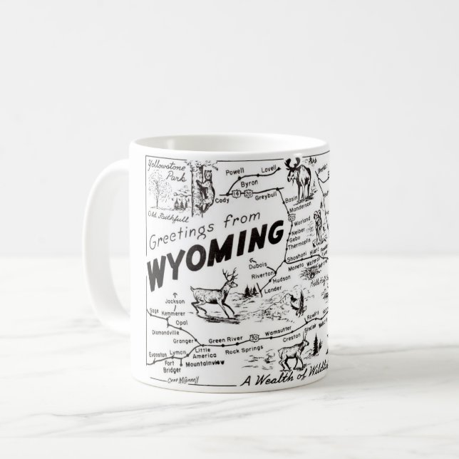 Vintage Karte der Wyoming-Tasse Kaffeetasse (Vorderseite Links)
