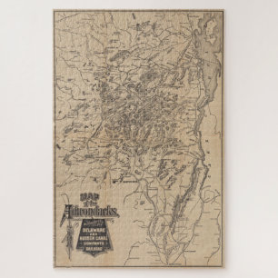 Vintage Karte des Adirondack-Gebirges (1880) V.2 Puzzle