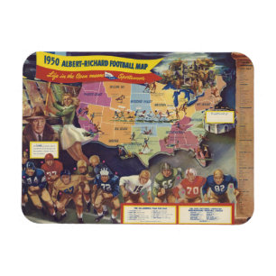 Vintage Karte des American Football aus den 1950er Magnet