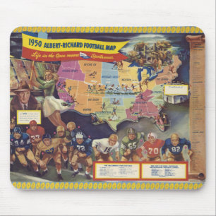 Vintage Karte des American Football aus den 1950er Mousepad