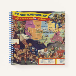Vintage Karte des American Football aus den 1950er Notizbuch