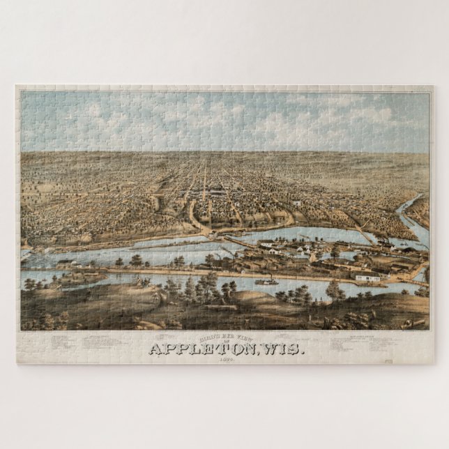 Vintage Karte des Appleton WI (1874) Puzzle (Horizontal)