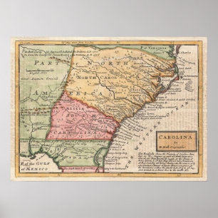 Vintage Karte des Carolinas (1746) Poster