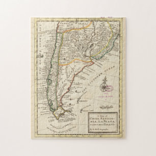 Vintage Karte des Chilen und Argentiniens (1732) Puzzle
