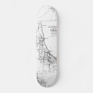 Vintage Karte des Eisenbahnnetzes von Chicago (191 Skateboard