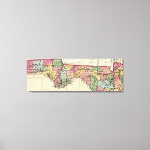 Vintage Karte des FloridaPanhandle (1870) Leinwanddruck