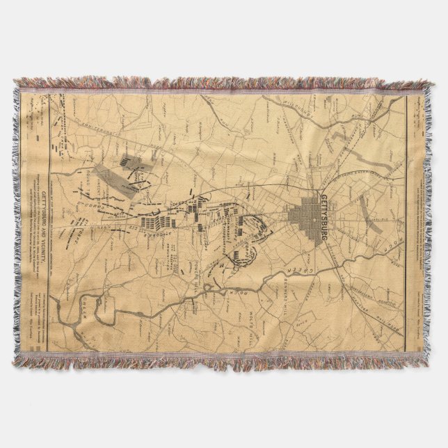 Vintage Karte des Gettysburg-Schlachtfeldes (1863) Decke (Vorderseite)