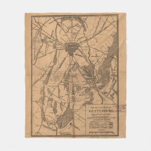 Vintage Karte des Gettysburg-Schlachtfeldes (1863) Fleecedecke