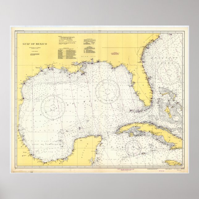 Vintage Karte des Golfs von Mexiko (1942) Poster (Vorne)