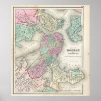 Vintage Karte des Hafens von Boston (1857)
