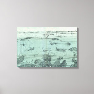 Vintage Karte des Hafens von Boston (1897) Leinwanddruck