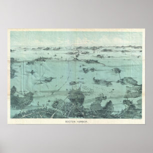 Vintage Karte des Hafens von Boston (1897) Poster