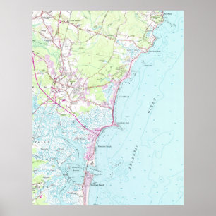 Vintage Karte des Hampton Beach NH (1957) Poster