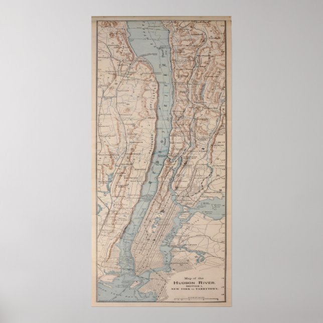 Vintage Karte des Hudson River (1919) Poster (Vorne)