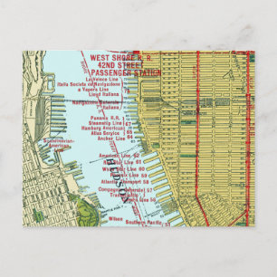 Vintage Karte des Hudson River und Manhattan