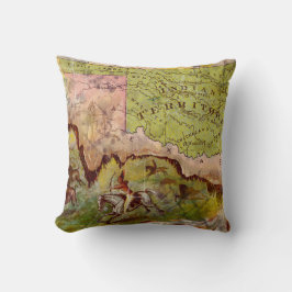 Vintage Karte des indischen Gebiets Oklahoma Kissen
