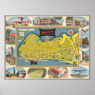 Vintage-Karte des Kingsway Lagoon Posters Poster