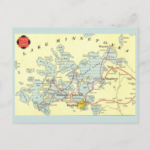Vintage-Karte des Lake Minnetonka Postkarte