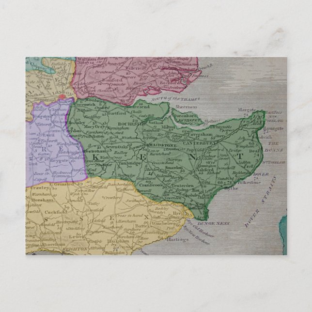 Vintage Karte des Landkreises Kent, England (Vorderseite)