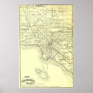 Vintage Karte des Landkreises Los Angeles (1895) Poster