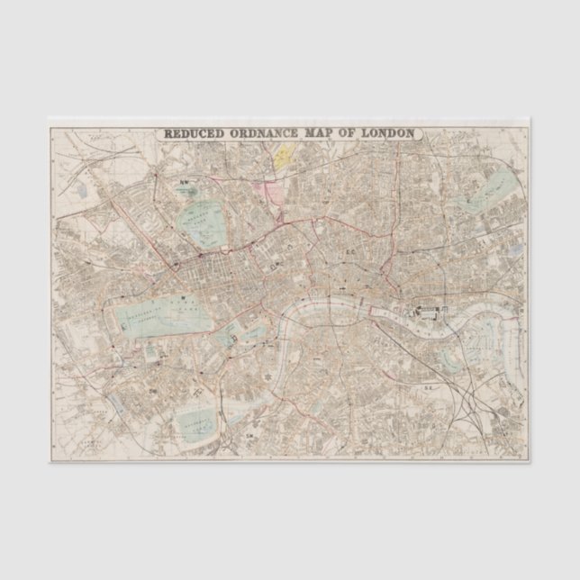 Vintage Karte des Londoner Papiers Seidenpapier (Vorderseite)