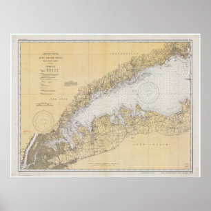Vintage Karte des Long Island Sound (1934) Poster