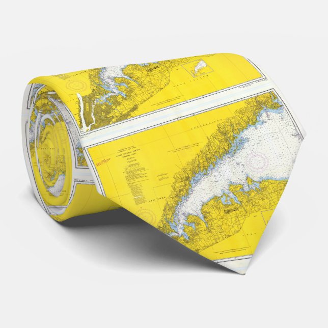 Vintage Karte des Long-Island-Sunds (1958) Krawatte (Gerollt)