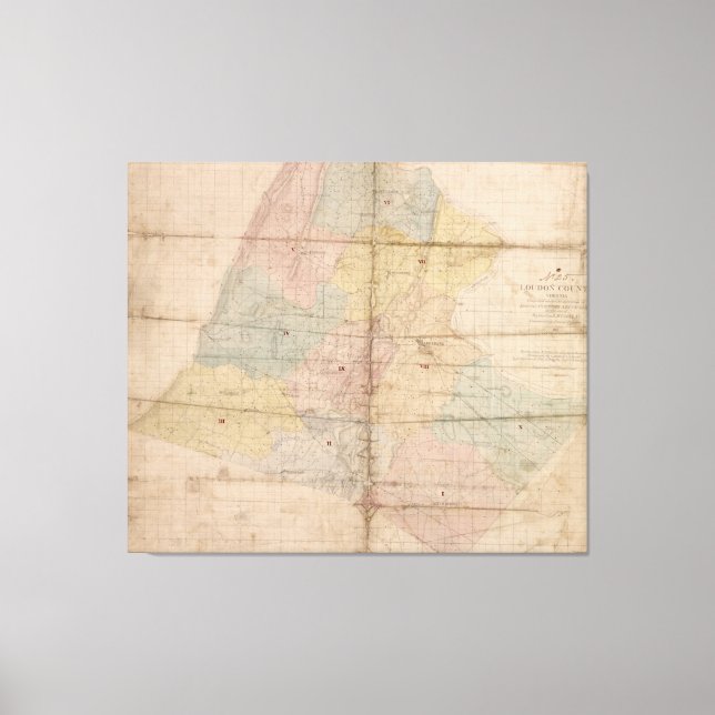 Vintage Karte des Loudoun-Landkreises Virginia (18 Leinwanddruck (Vorderseite)