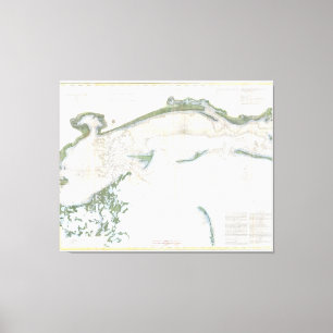 Vintage Karte des "Mississippi Sound" (1866) Leinwanddruck