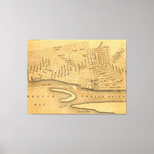 Vintage Karte des mobilen Alabama (1840) Leinwanddruck