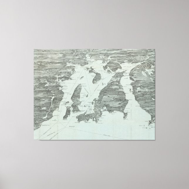 Vintage Karte des Narragansett Bay (1907) Leinwanddruck (Vorderseite)