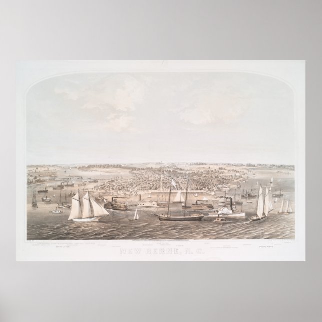 Vintage Karte des neuen Berner NC (1864) Poster (Vorne)