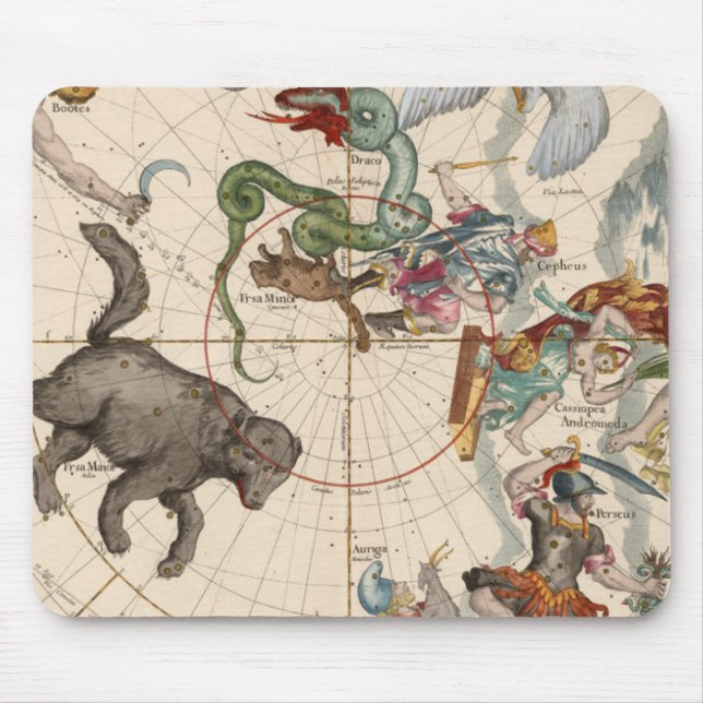 Vintage Karte des Nordpols Mousepad (Vorne)