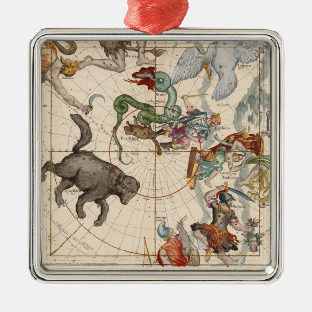 Vintage Karte des Nordpols Silbernes Ornament (Vorne)