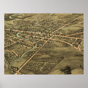 Vintage Karte des Pontiac Michigan (1867) Poster