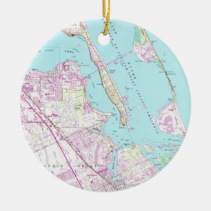 Vintage-Karte des Port St Lucie Inlet (1948) Keramikornament