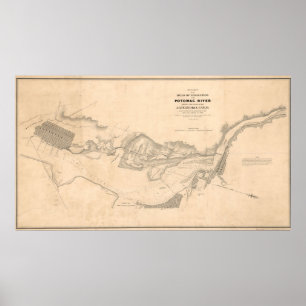 Vintage Karte des Potomac River (1838) Poster