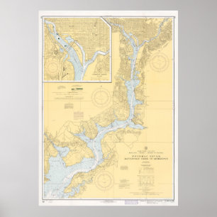 Vintage Karte des Potomac River (1968) Poster