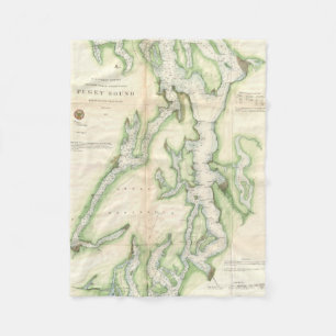 Vintage Karte des Puget Sound (1867) Fleecedecke