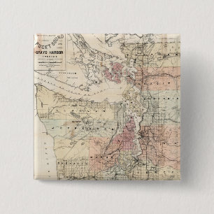 Vintage Karte des Puget Sound (1891) Button