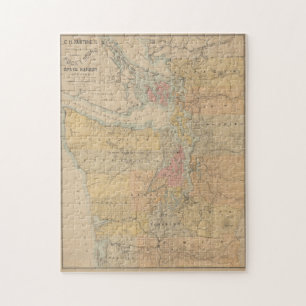 Vintage Karte des Puget Sound (1891) Puzzle